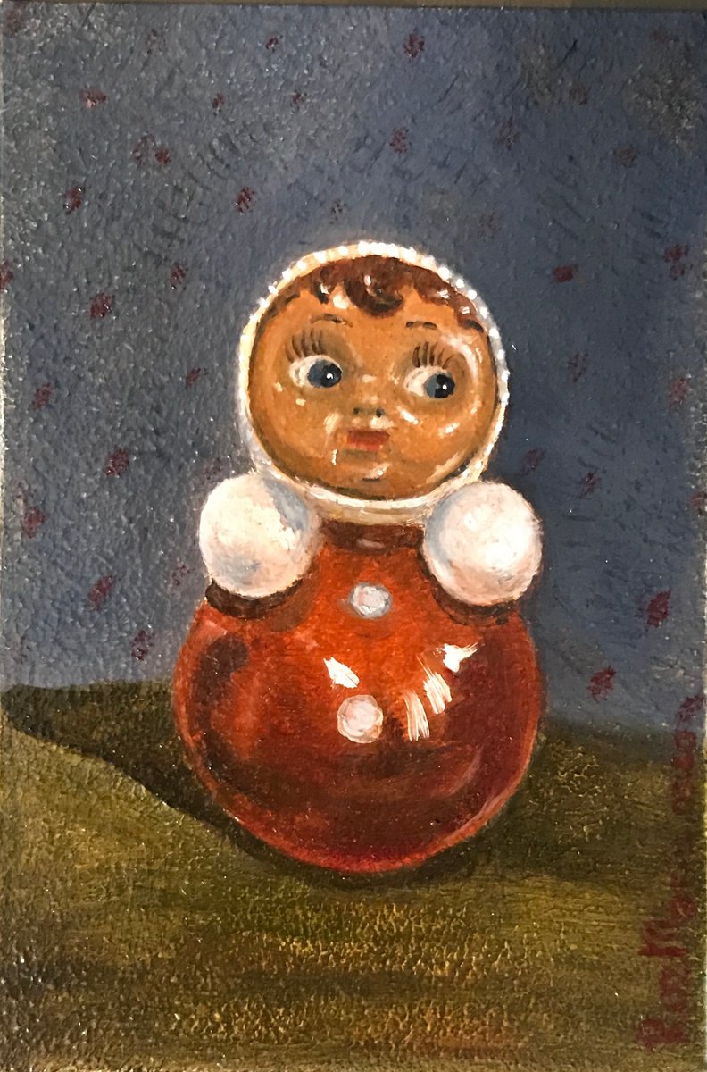 Naive Still Life Oil Painting By Marina Deryagina, 4 X 6", The Tumbler 3, Original Artwork