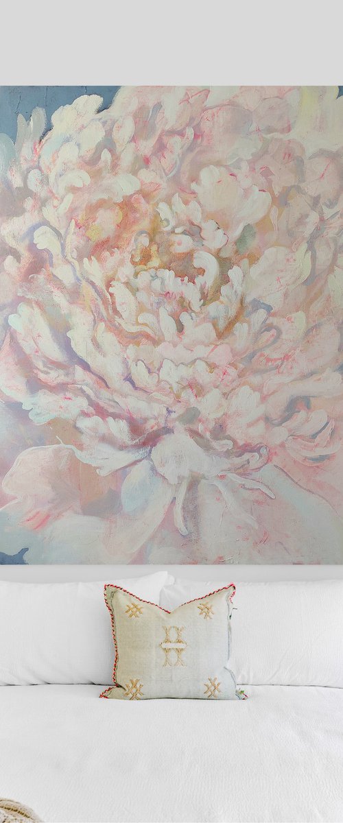 Large Peony Painting ‘’Heart’’ by Anna Silabrama