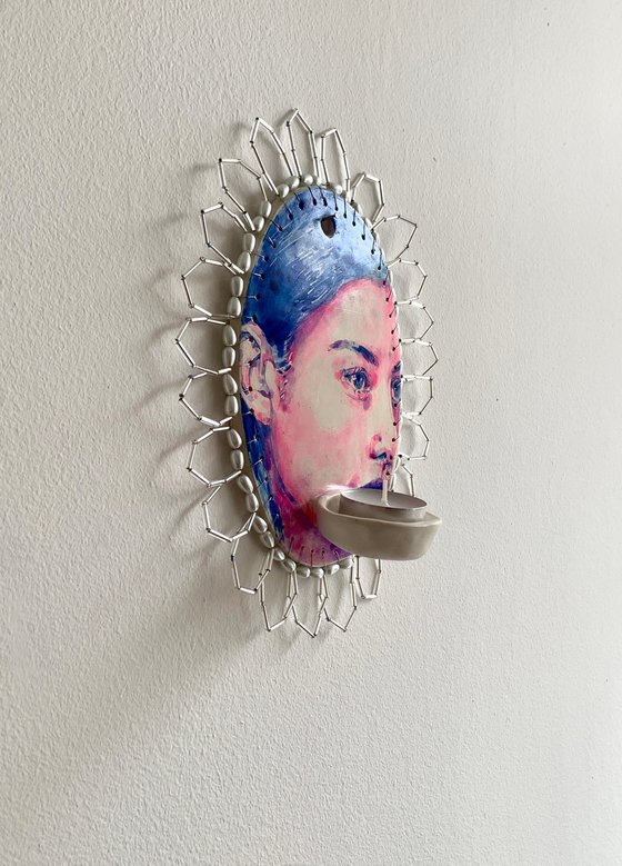Illuminated woman face