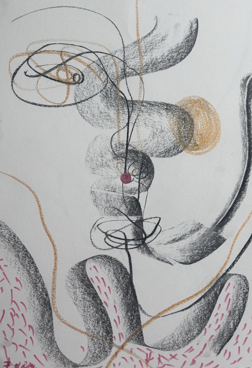 Expressive Abstract Charcoal Drawing By Mari Skakun, 12 X 16", Day 7, Grounding, Original Artwork