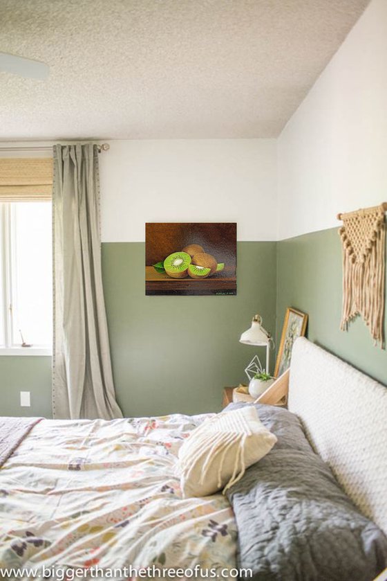 Still life kiwi (24x30cm, oil painting, ready to hang)