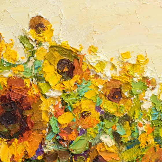 Sunflowers  Impasto Oil painting