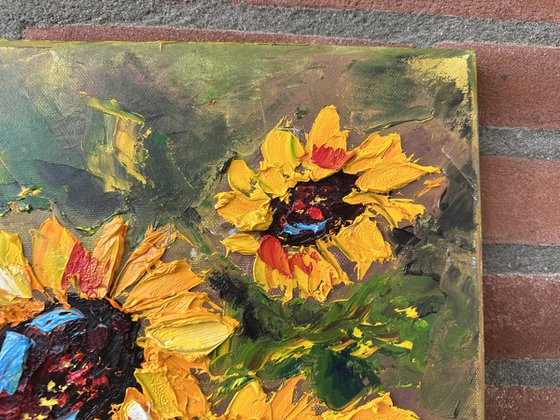Texture Sunflower impasto art