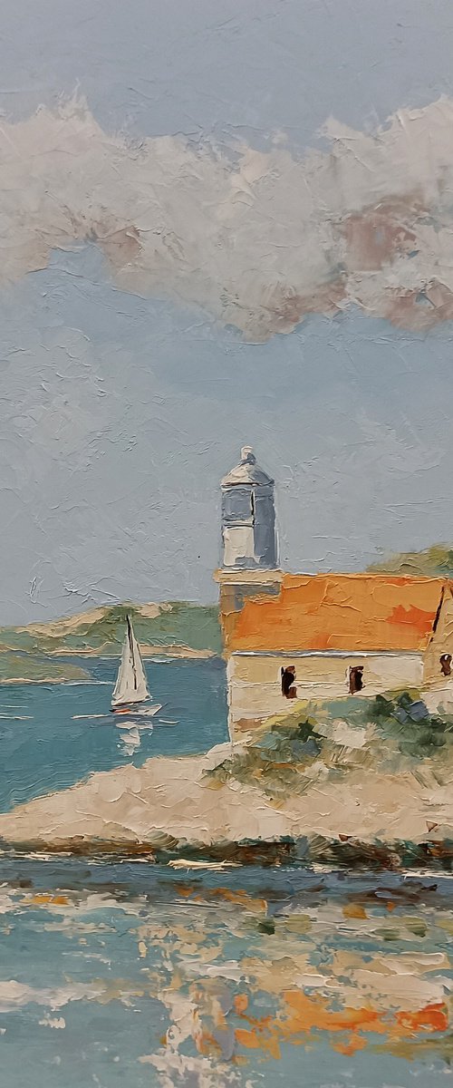 Lighthouse on Adriatic sea. Croatian coastline by Marinko Šaric