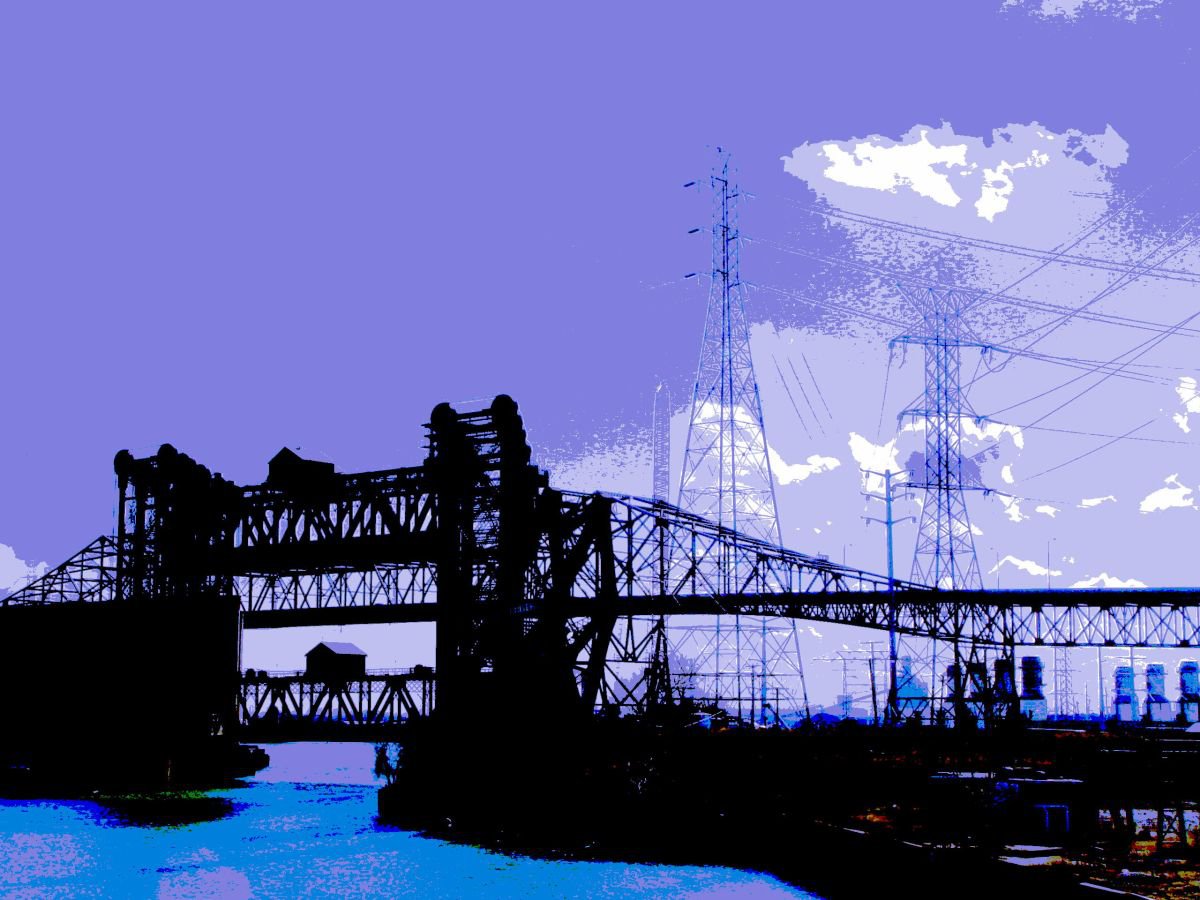 Lift Bridges Meet Chicago Skyway by Leon Sarantos
