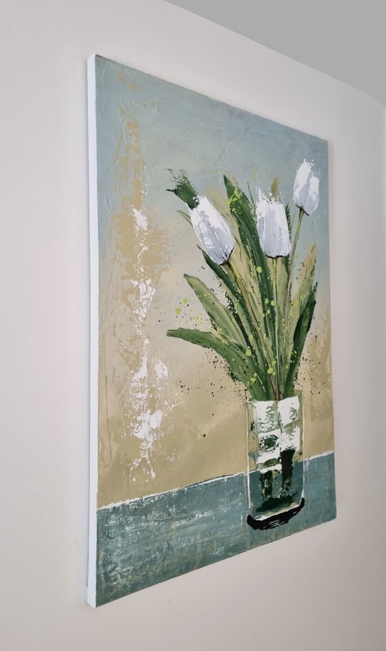 Vase with White Tulips