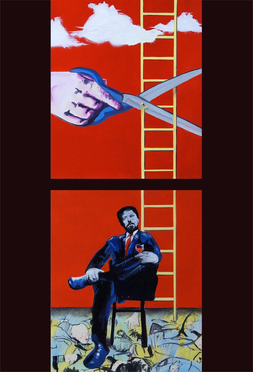 Illustrative Portrait Oil Painting By Steven M. Curtis, 13 X 37", Oligarch, Original Artwork