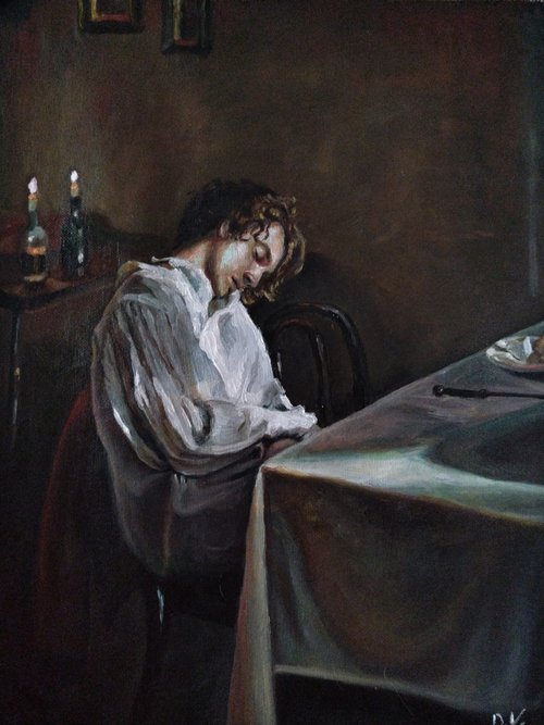 man at table by Viktória Déri