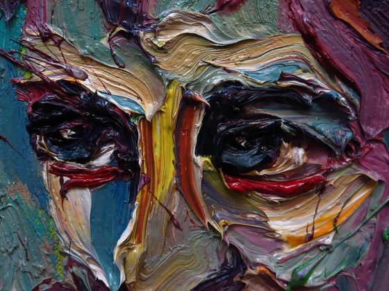 Original Oil Painting Abstract People Portrait Expressionism Eyes