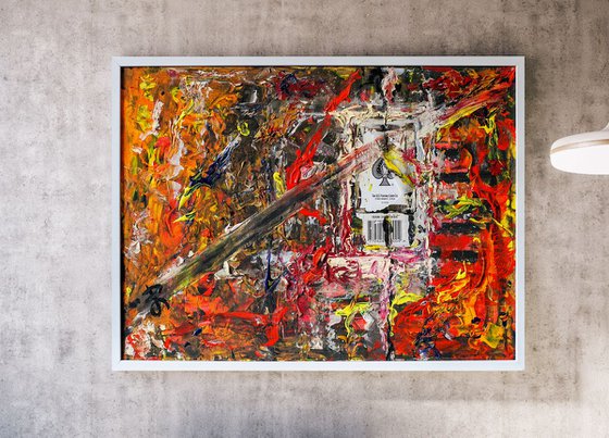 - Cross out - Colorful Abstract Expressive Mixed-media Painting by Retne