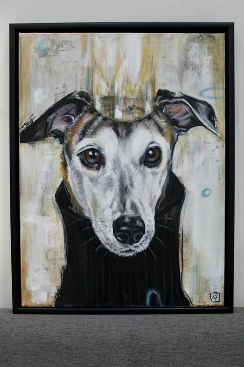 Greyhound painting called Still I Rise by Victoria Coleman