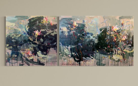 Water lilies. Diptych.