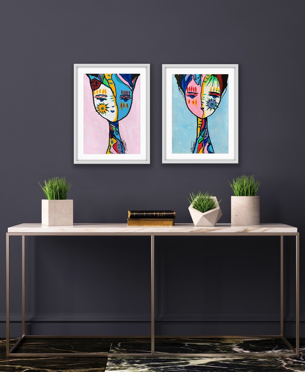 Organic Abstract Acrylic Painting By Veronica Vilsan, 24 X 17", Free Spirits 24, Original Artwork