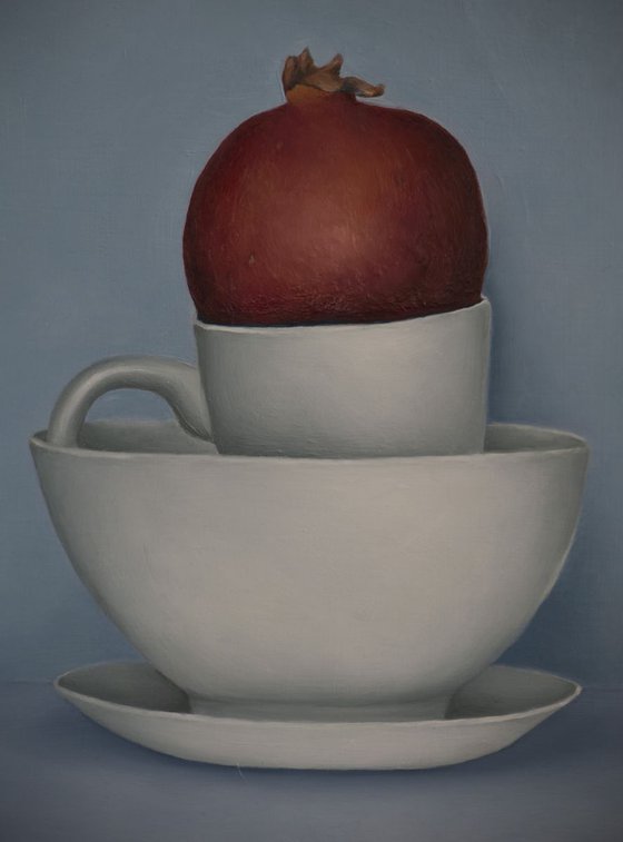 Still life with tea and fruit