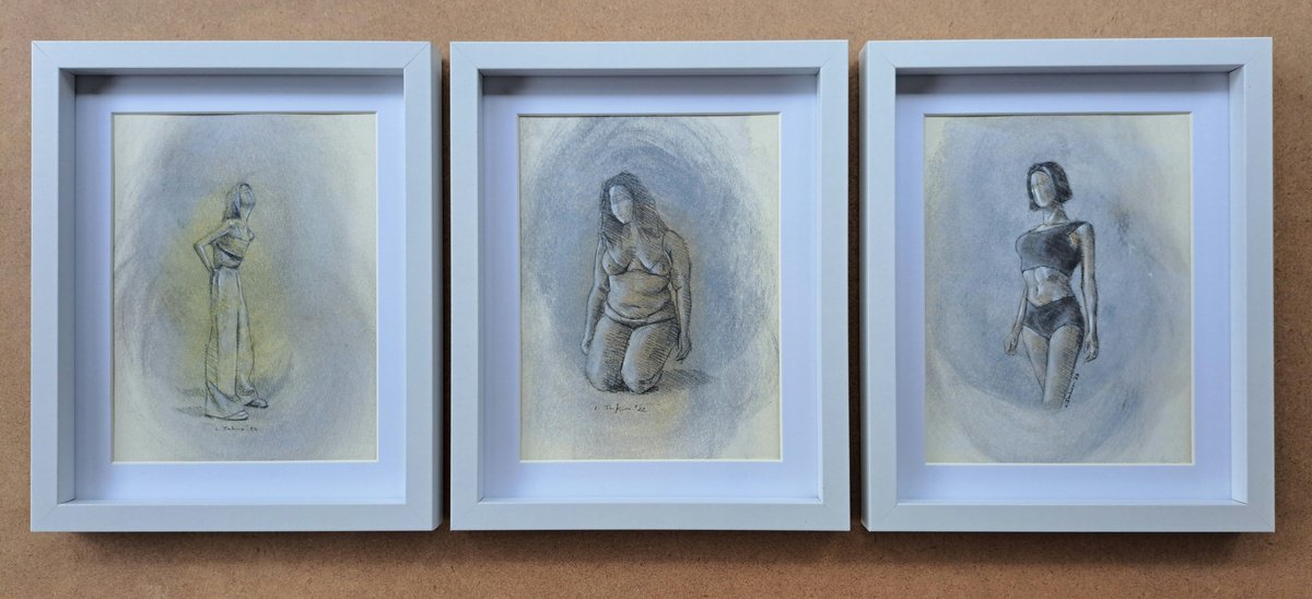 Portrait Drawing By Lee Jenkinson, 9 X 11", Female Forms 4, Original Artwork