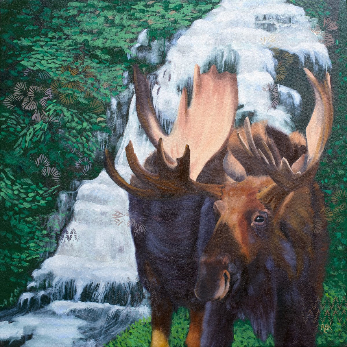 Expressive Animal Oil Painting By Rebeca Fuchs, 30 X 30", Refreshing, Original Artwork