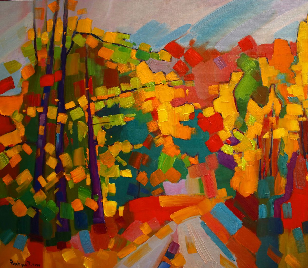 Autumn forest-2 (60x70cm, oil painting, ready to hang) by Tigran Aveyan