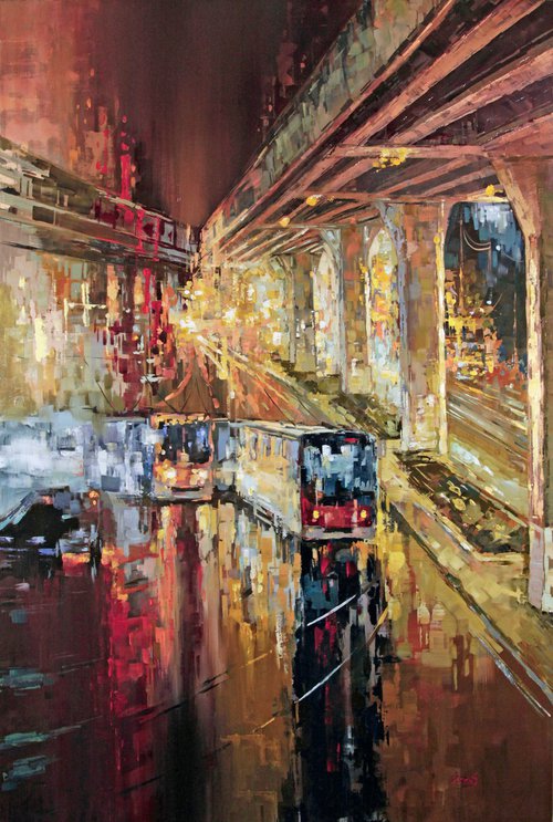 Cityscape Oil Painting - Vanishing Point by Sandra Zekk