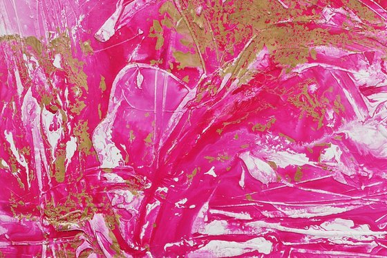 Pink Wild Thing 200cm x 80cm Pink Gold Textured Abstract Art