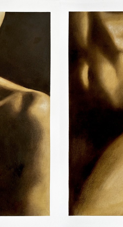 Naked Truth / Innocent Lie II - Nude Diptych by Julia Shilo