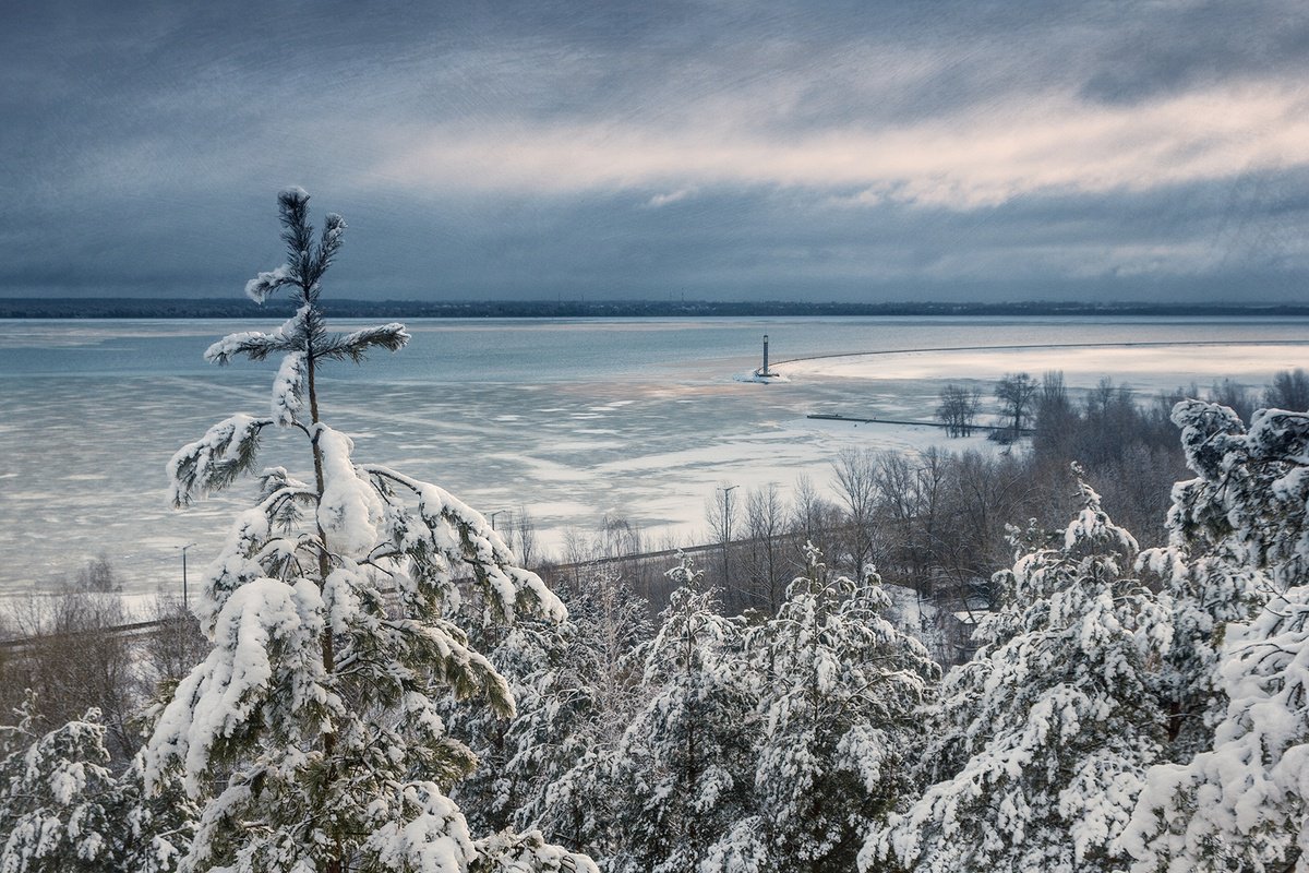 Impressionistic Landscape Photograph By Valerix, 24 X 16", It Got Snowy., Original Artwork