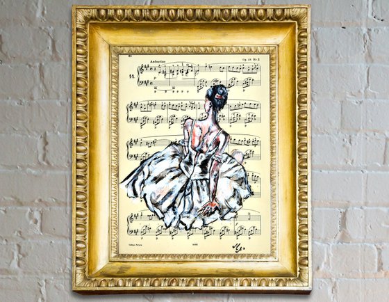 Ballerina XVI - Vintage Music Page, GIFT idea