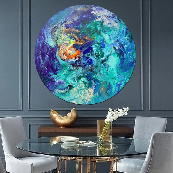 Large round painting modern art