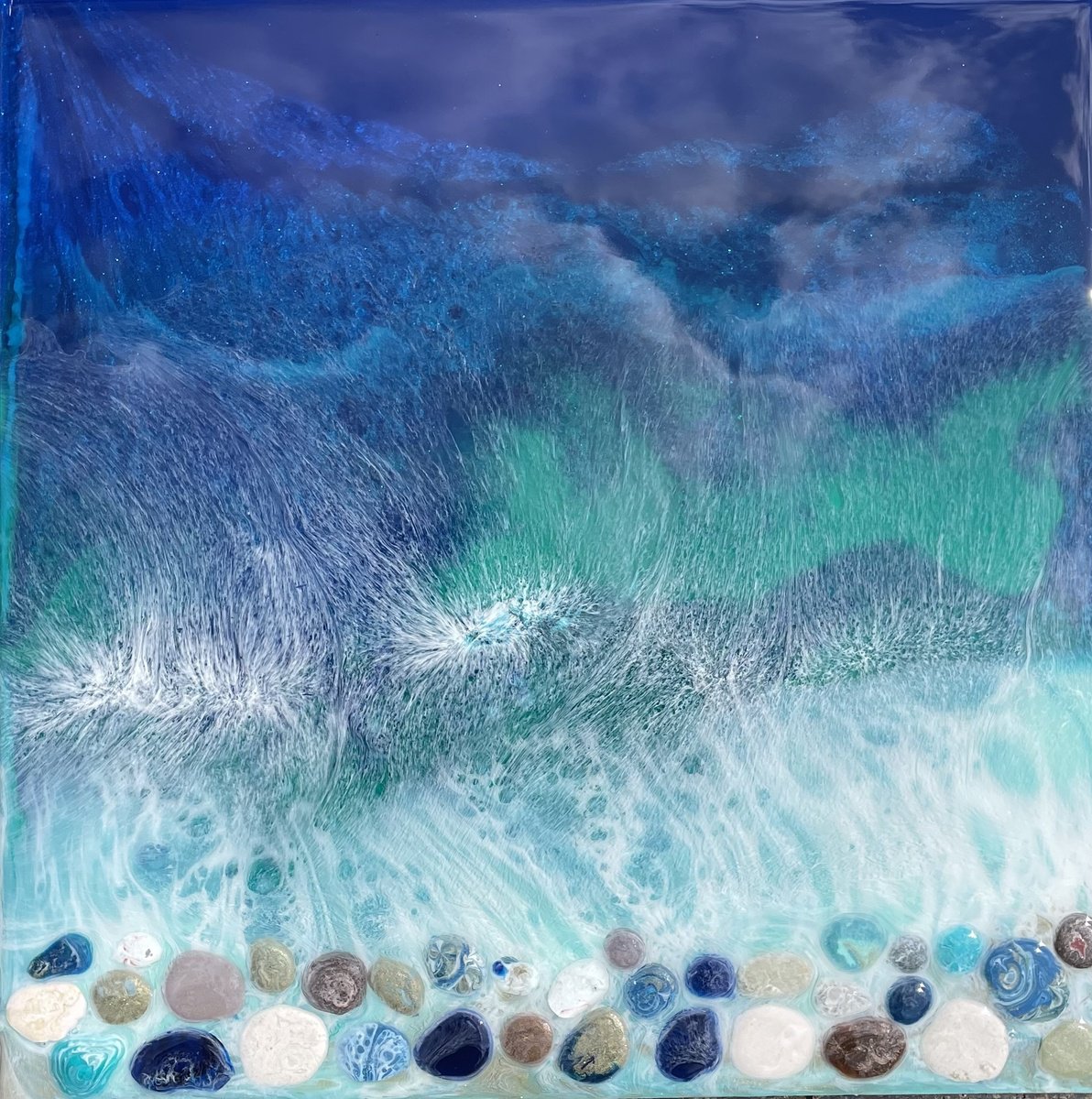 Ocean Spray Fusion with Resin Pebbles. by Hannah Bruce