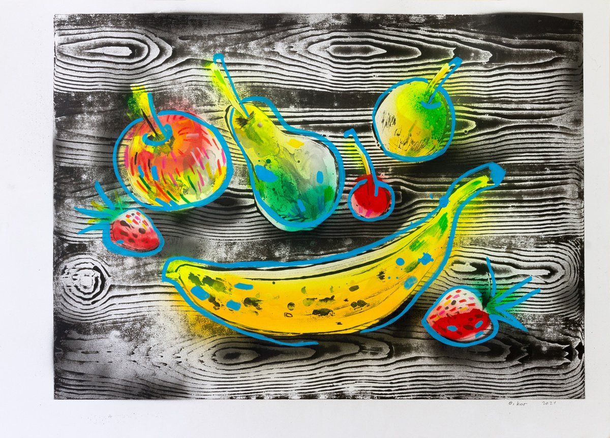 Still Life Limited Edition Print By Oleksandr Korol, 33 X 24", Fruits On The Table Ll, Original Artwork