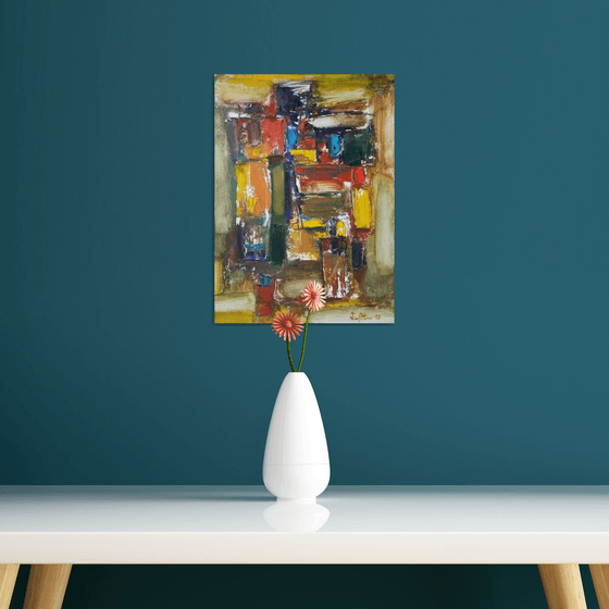 Vases, decorative composition(oil painting, 26x36sm, abstract art)