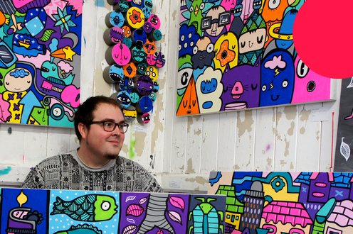 Cover image for Kev Munday on being listed as one of the Telegraph's 'Five British Artists you need to invest in right now', being inspired by Basingstoke and creating animated characters!  collection