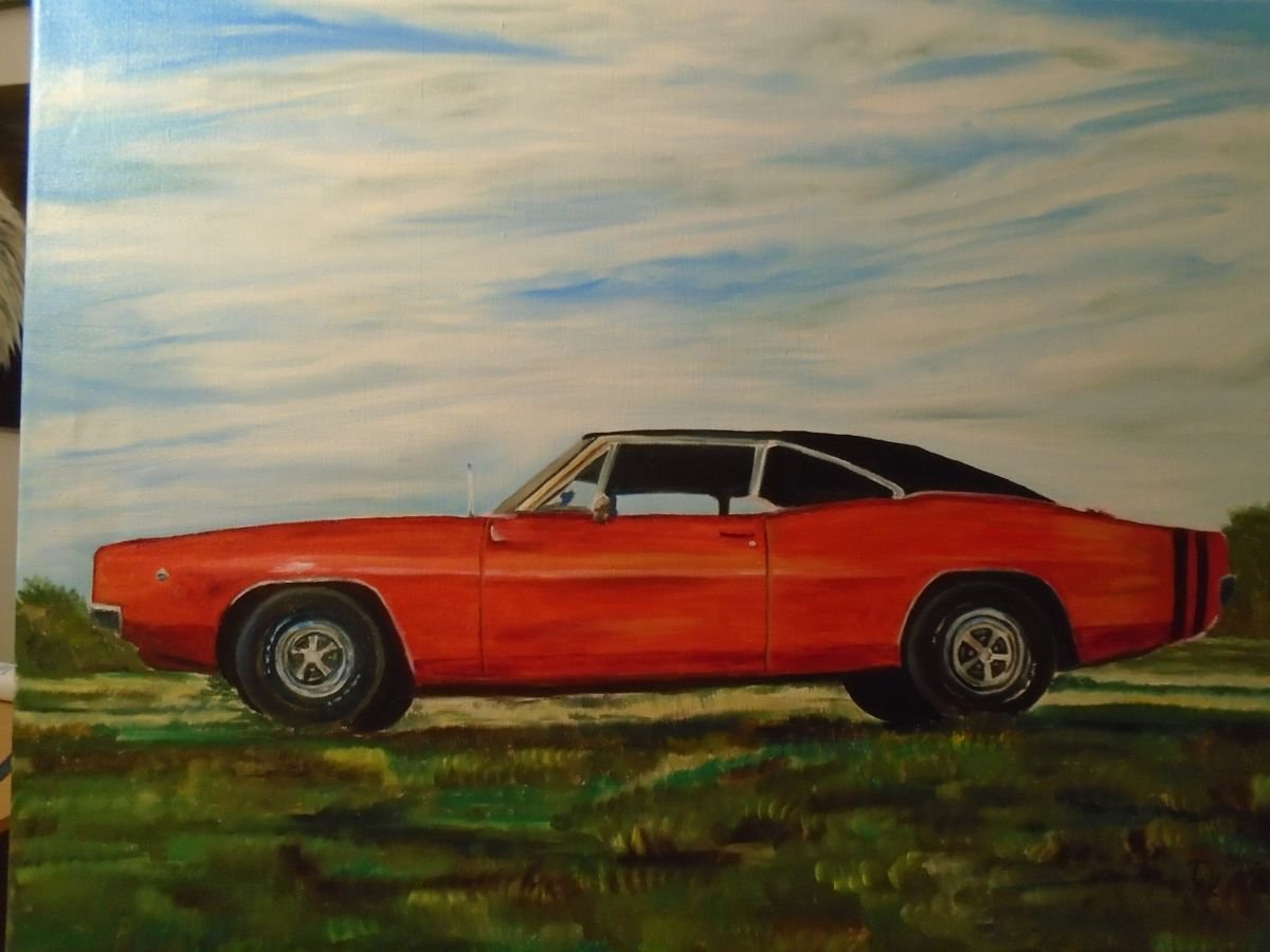 Photorealistic Transport Oil Painting By Timea Valsami, 31 X 24", Plymouth, Original Artwork