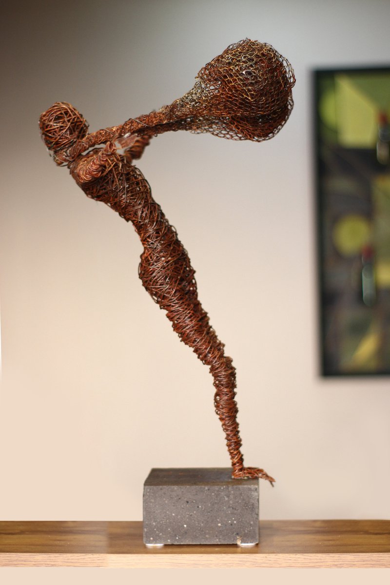 Abstract Portrait Sculpture By Karen Axikyan, 12 X 23", Equilibrium, Original Artwork