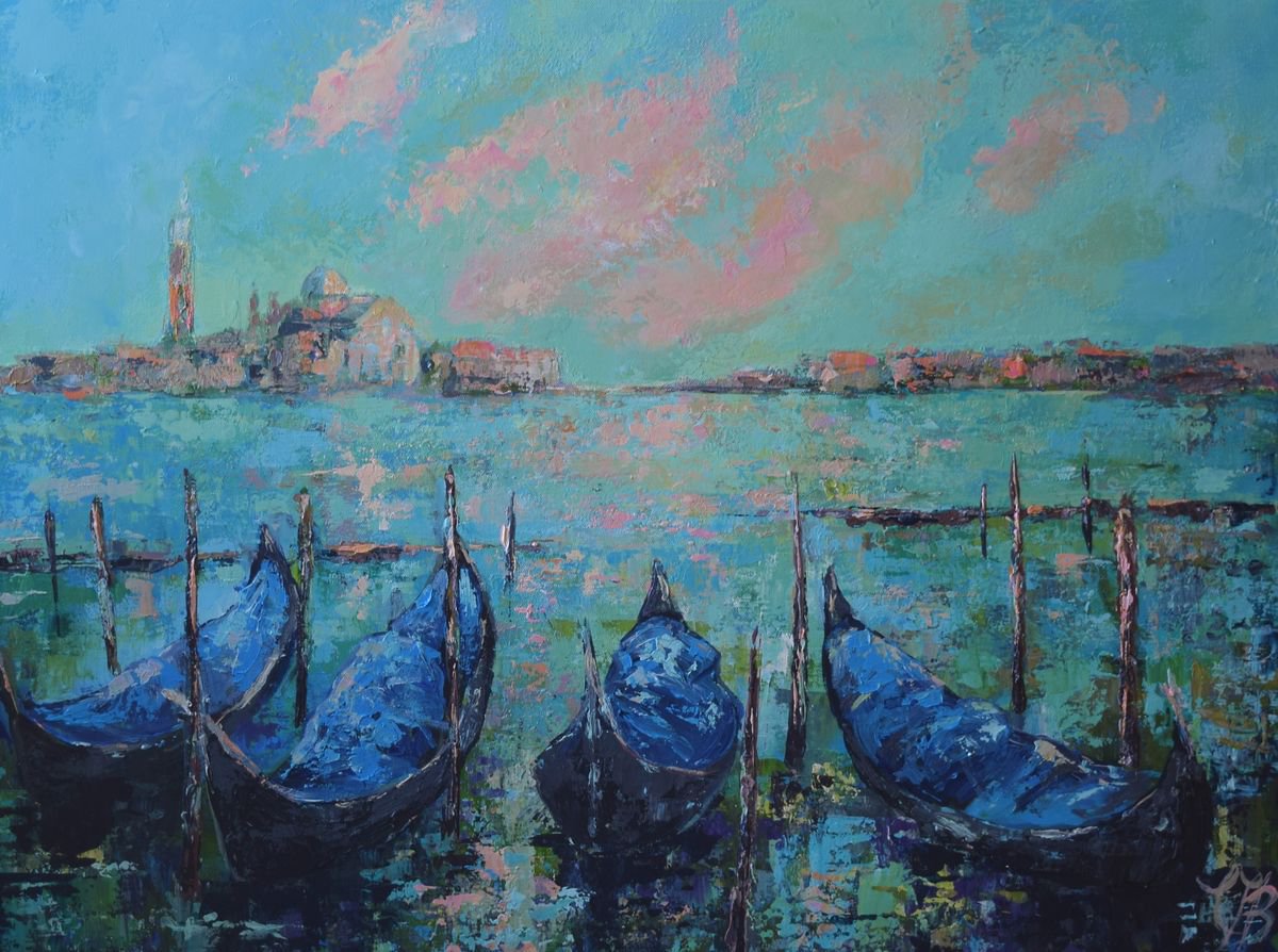 Venice Dawn,landscape painting by Colette Baumback