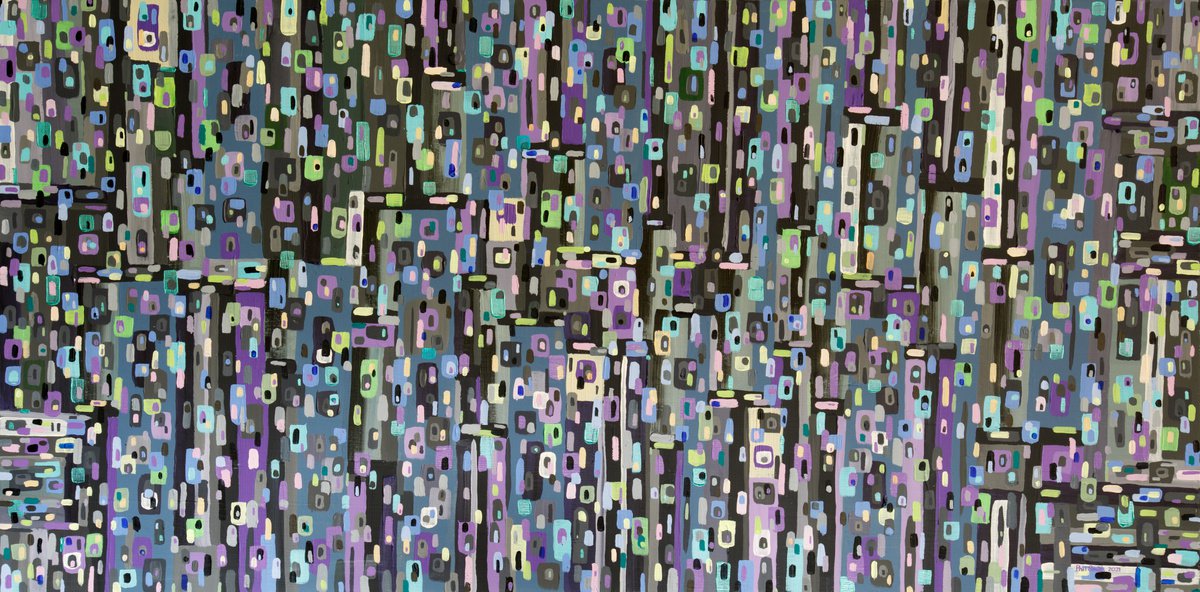 Abstract in Purple, Grey and Green by Phil Smith