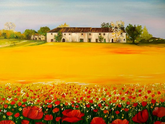 Spring  - original painting -countryside landscape