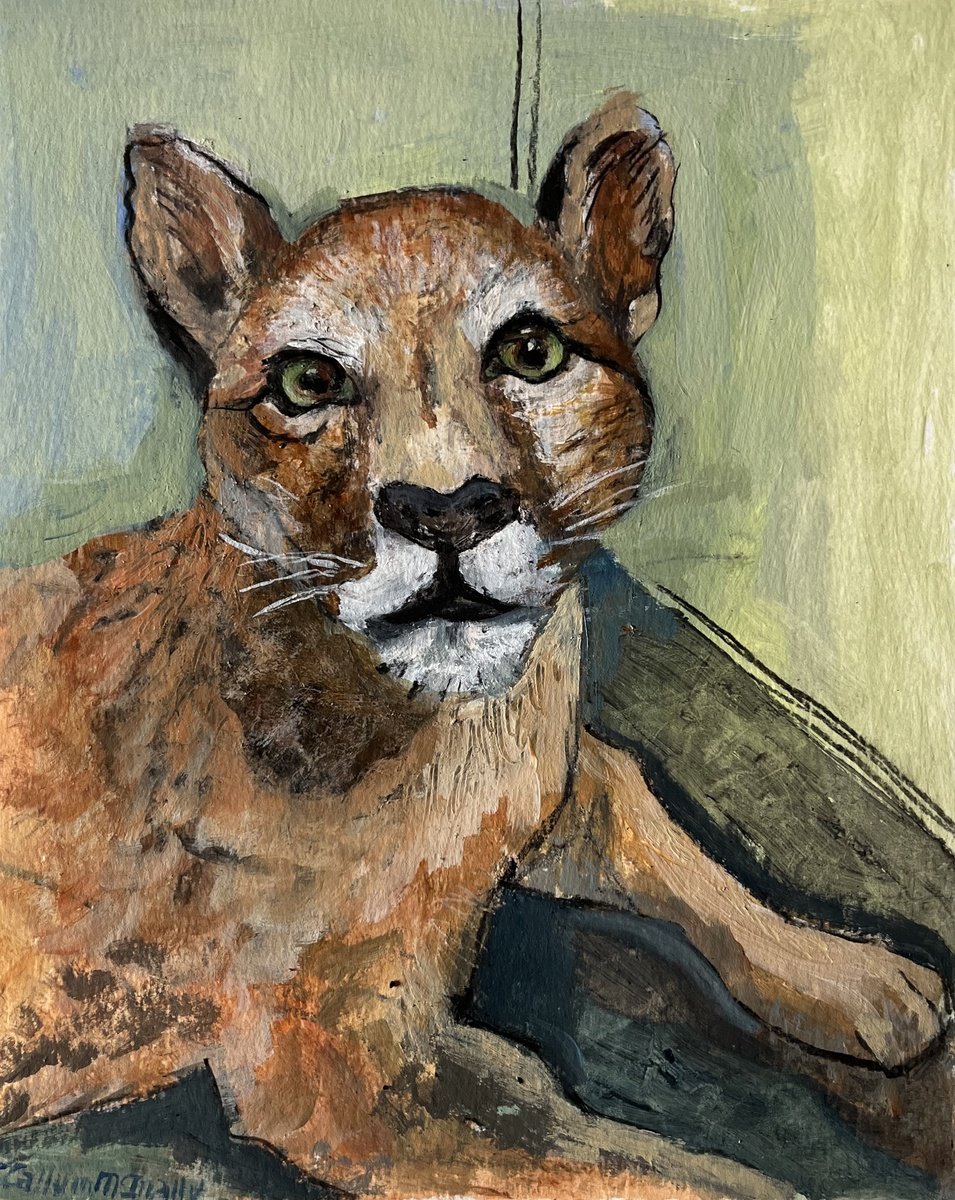 Impressionistic Animal Painting By Christine Callum Mcinally, 8 X 10, Puma, Original Artwork