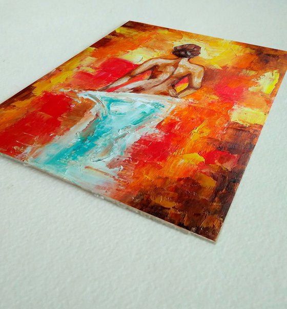 Hot morning, Naked Woman Painting Original Art Female Figure Wall Art Erotic Nudity Artwork