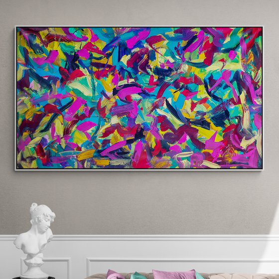 Romio - (H)102x(W)170 cm. Colorful Abstract Art