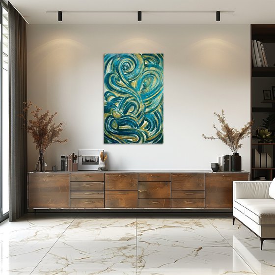 Golden waves 120x80x2 cm