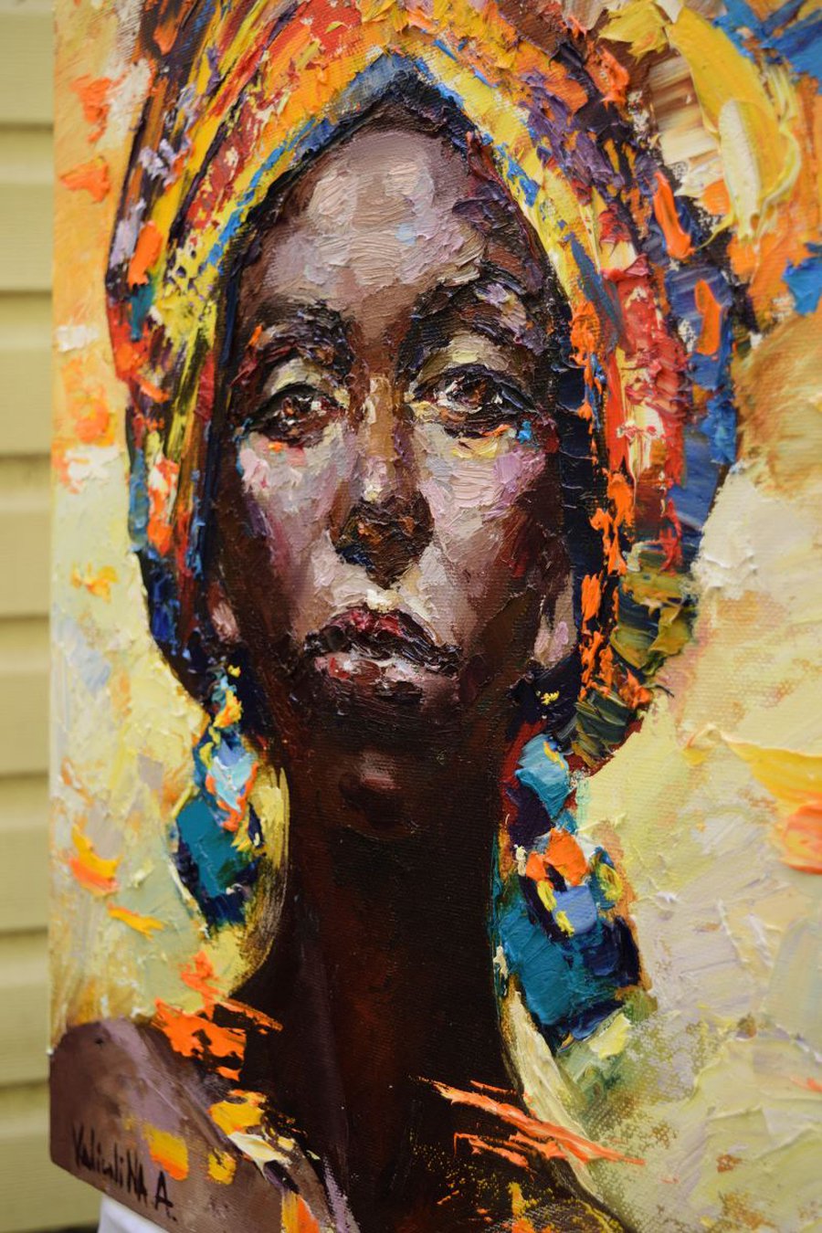 African woman portrait painting, Original oil painting Oil painting by ...