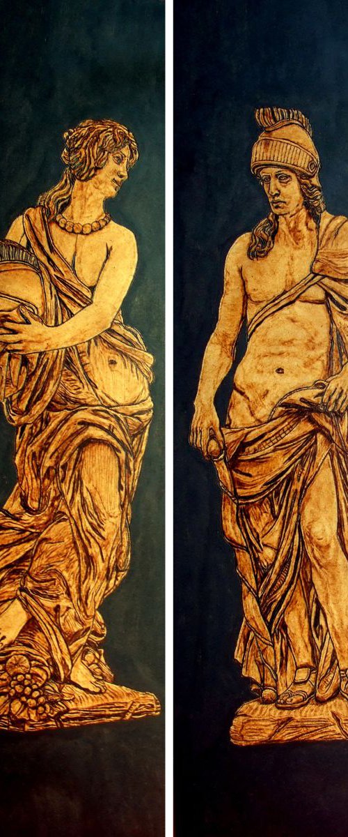 Longing  (diptych) by MILIS Pyrography