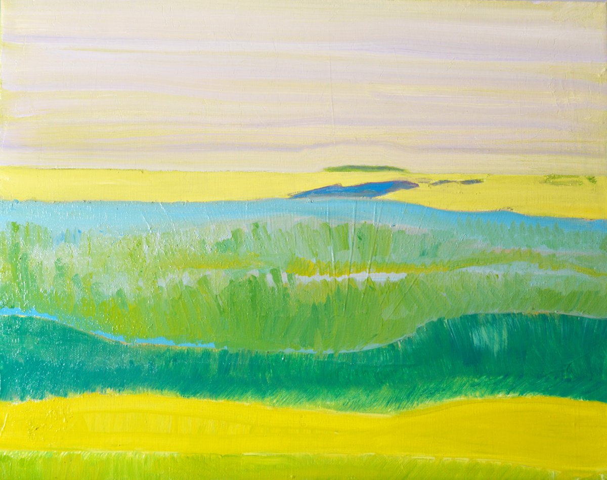 Abstract Landscape Oil Painting By Cristian Valentich, 20 X 16, Spring Landscape, Original Artwork