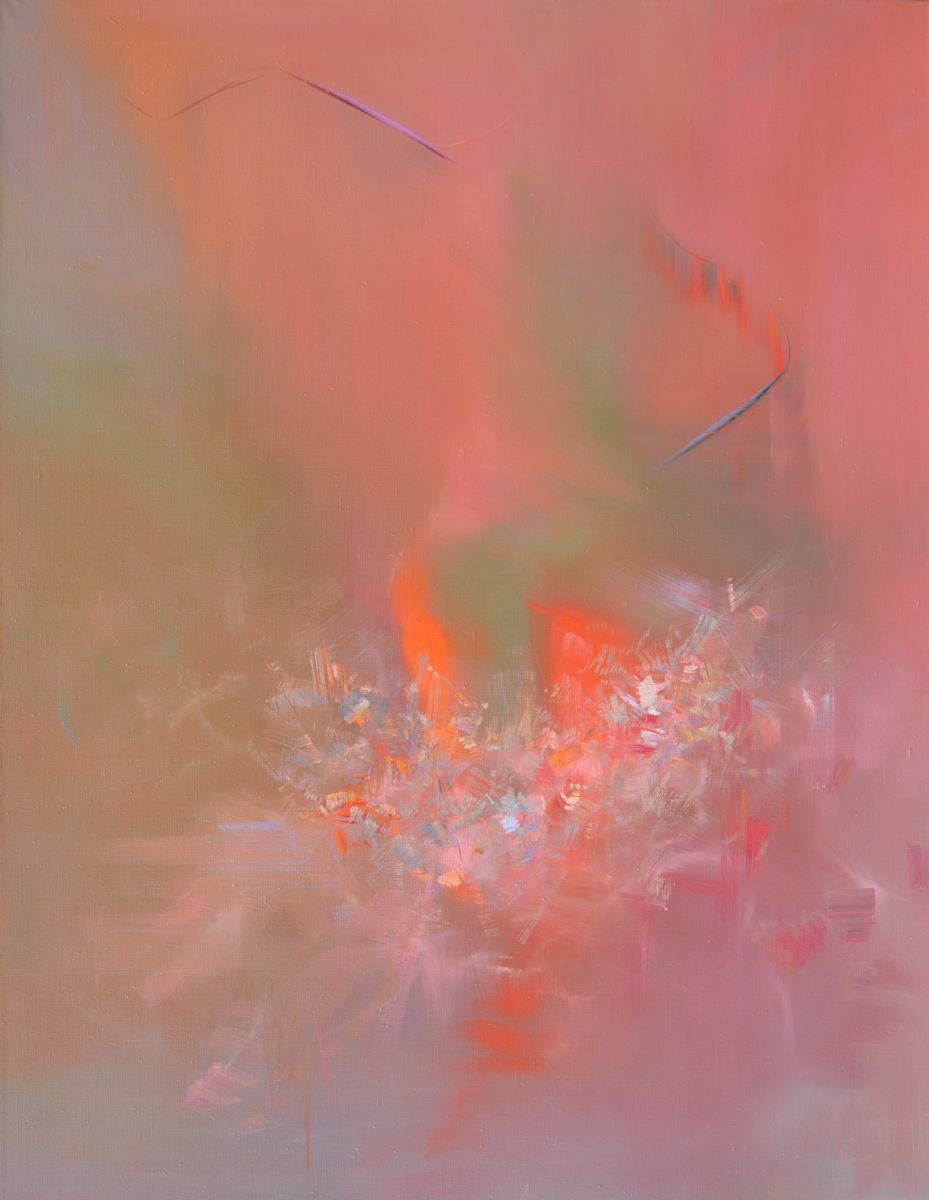 Abstract painting Soft Red, 110x85 cm by Yuri Pysar