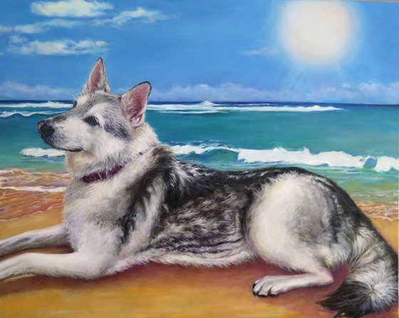Commission portrait of the dog Misfit