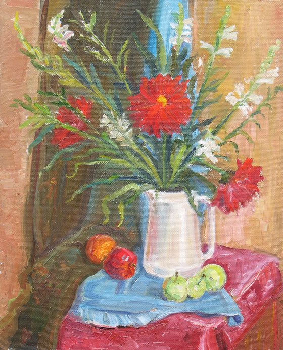 Still life with dahlias