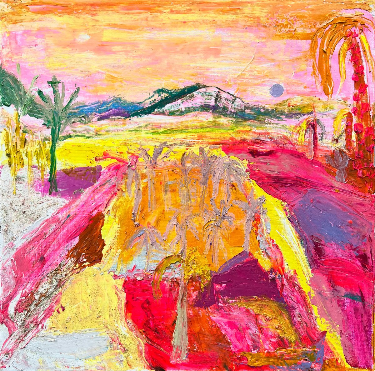 Organic Botanical Acrylic Painting By Kathryn Sillince, 16 X 16", 