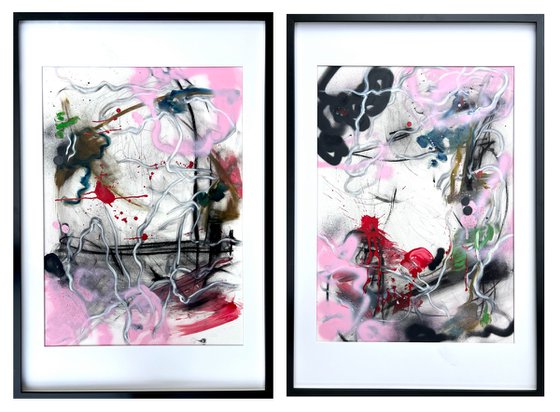 Framed abstract paintings