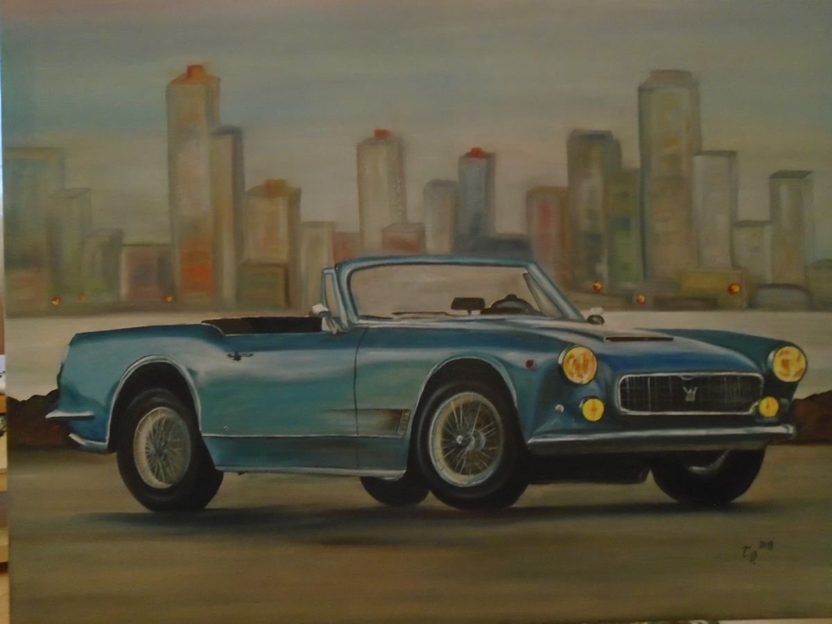 Cityscapes Oil Painting By Timea Valsami, 32 X 24", A Beauty In The Chaotic City, Original Artwork