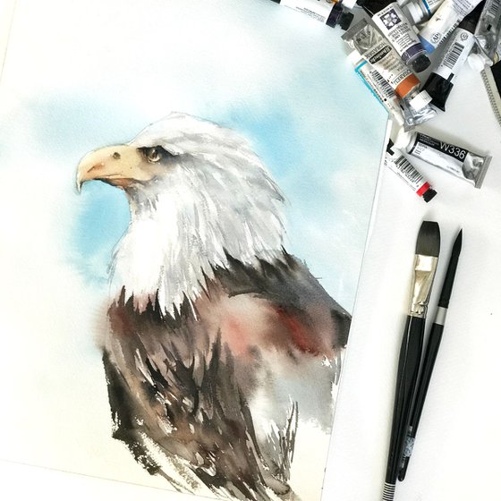 American Eagle watercolor painting